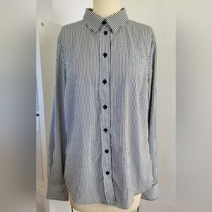 H&M Small Black and White Striped Button-Up Shirt